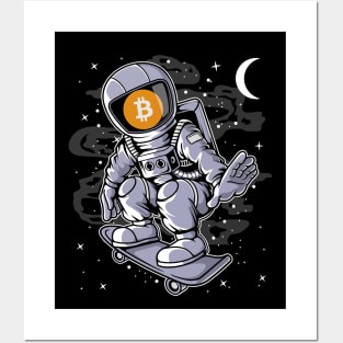 Astronaut Skate Bitcoin BTC Coin To The Moon Crypto Token Cryptocurrency Blockchain Wallet Birthday Gift For Men Women Kids Posters and Art